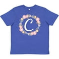 thumbnail image 3 of Inktastic C Monogram Alphabet Letter Rose Floral Wreath Youth T-Shirt, 3 of 5