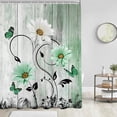 thumbnail image 2 of Green Floral Shower Curtain Extra Long 84 XL Flower Rustic Country Sage Mint Cute Daisy Spring Butterfly Home Bathroom Decor Bathtub Set with 12 Hooks,72x84,Farmhouse, 2 of 6