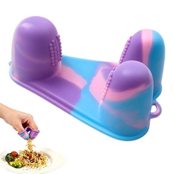 Silicone Snack Finger Covers, 1PC Reusable Food Finger Clips with Non-Slip Tips, Heat-Resistant Finger Protectors for Chips Chicken Pasta Kitchen