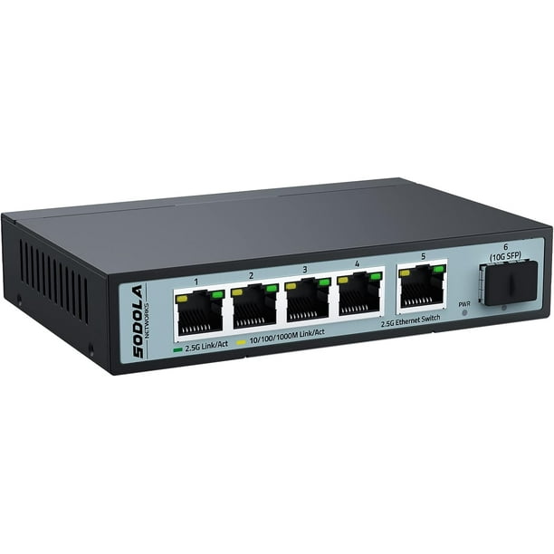 5 Port 2.5G Ethernet Switch with 10G SFP, 5 x 2.5G Base-T Ports