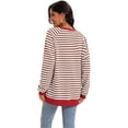 thumbnail image 4 of Unique Bargains Womens Striped Sweatshirt Oversized Crew Neck Long Sleeve Top M Coffee White, 4 of 7