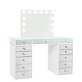thumbnail image 3 of Impressions Vanity Desk, Slaystation Plus 2.0 Makeup Table with 5 Drawers Unit Bundle of Glass Top Desk, Storage, Tabletop Hollywood Vanity Mirror, Dresser Organizer for Bedroom (Bright White), 3 of 5