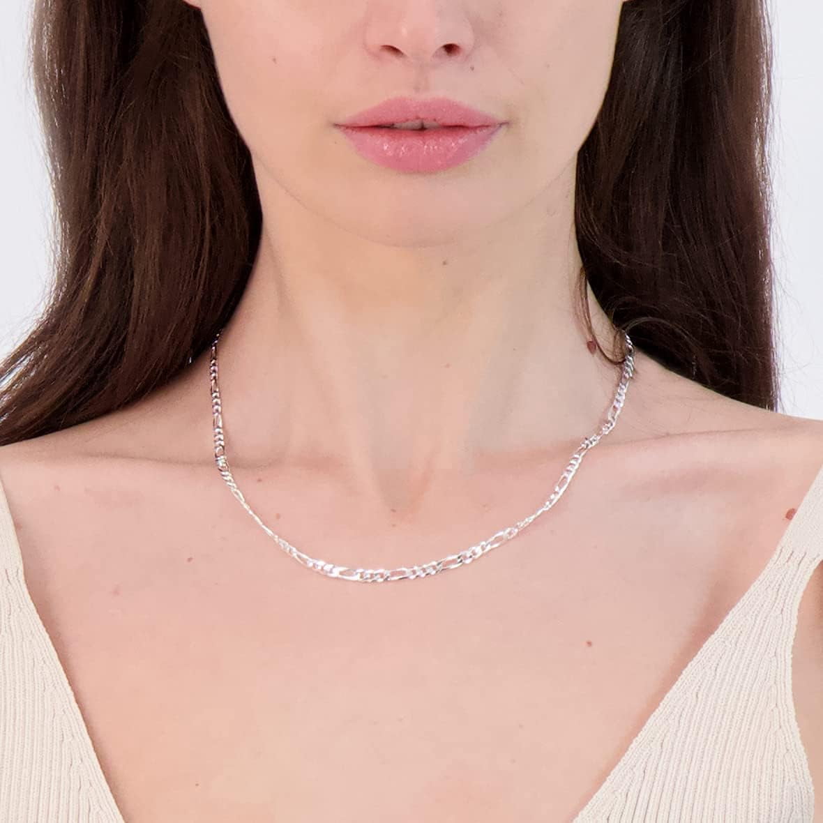 PORI JEWELERS 925 Sterling Silver Figaro Chain Necklace - 4.0MM - Made in Italy - Lobster Claw