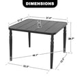 thumbnail image 3 of Nuu Garden Outdoor 37” Dining Table, Square Metal Dining Table with Umbrella Hole, Patio Dining Table with Powder-Coated Frame and Slatted Tabletop, for Garden, Backyard and Balcony, Black, 3 of 10