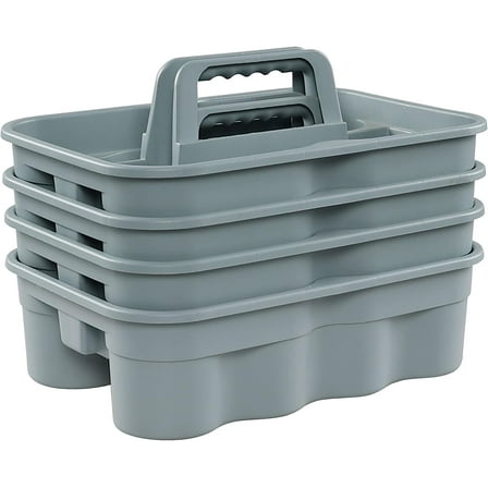Begale 4-Pack Commercial Products Deluxe Carry Caddy for Cleaning Products, 2 Compartment Plastic Cleaning Basket