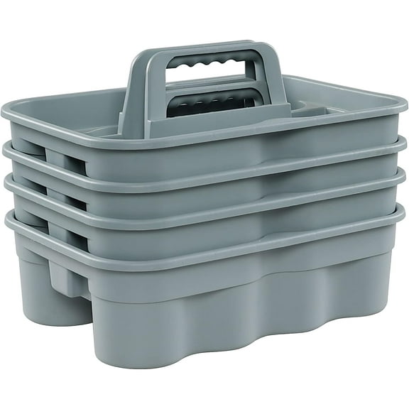 Begale 4-Pack Commercial Products Deluxe Carry Caddy for Cleaning Products, 2 Compartment Plastic Cleaning Basket