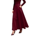 thumbnail image 2 of Lixiuxyad Womens Skirt Elegant Maxi Skirt For Solid Color High Waist Flowy Long Skirt With Pockets Casual Comfort Stretch,Red, 2 of 3