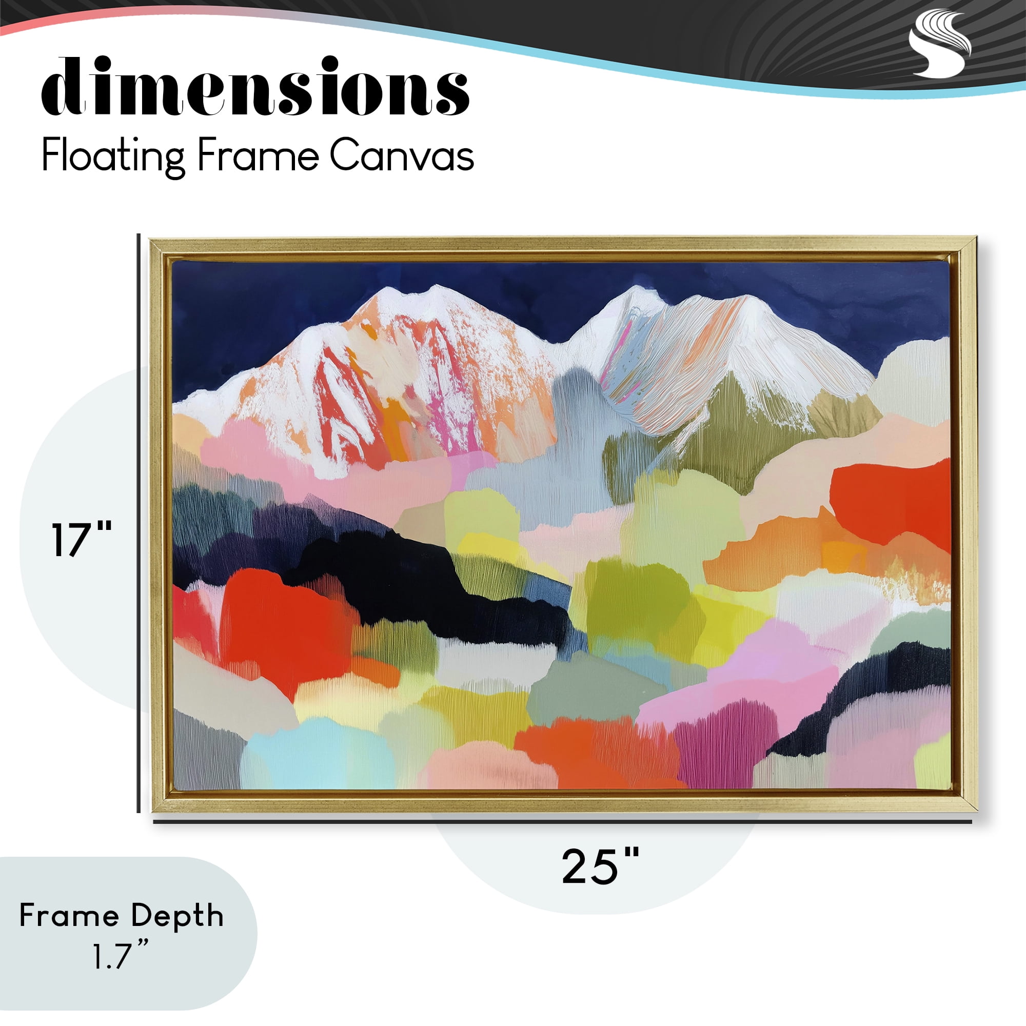 Stupell Industries Alpine Glow in Vibrant Mountains Gold Framed Floater Canvas Wall Art, design by Chromatic Storm Studio