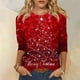 thumbnail image 2 of Awdenio - Blusas de manga larga para mujer, liquidación, moda juvenil, estampado navideño, camiseta holgada, mangas 3/4, blusa, cuello redondo, blusas casuales, 2 of 5