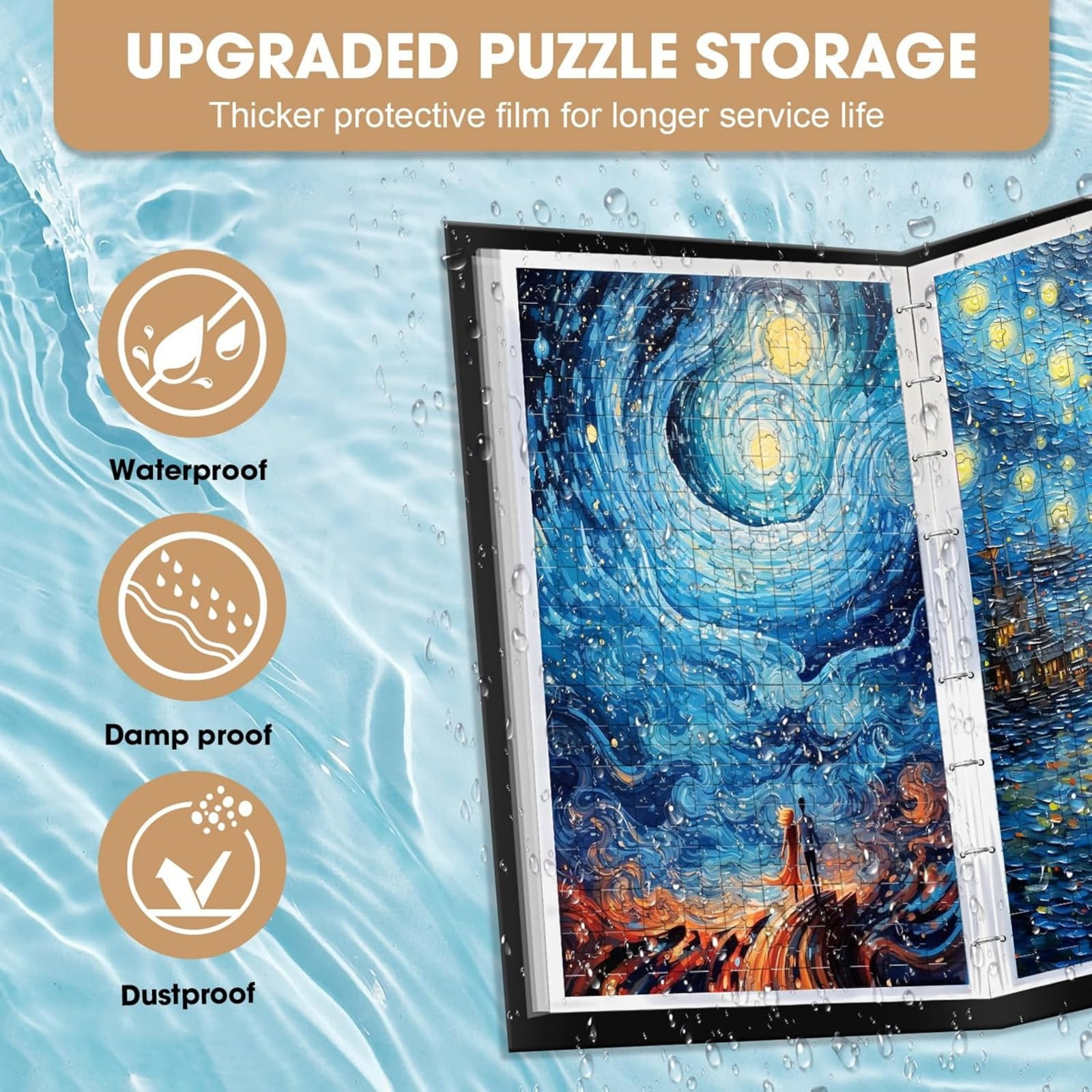 Waxgamo Jumbo Puzzle Storage Folder for 500-Pieces, Large Capacity Jigsaw Puzzles Organizer Portable with 20 Removable Pockets, Dustproof & Protective Puzzle Accessor
