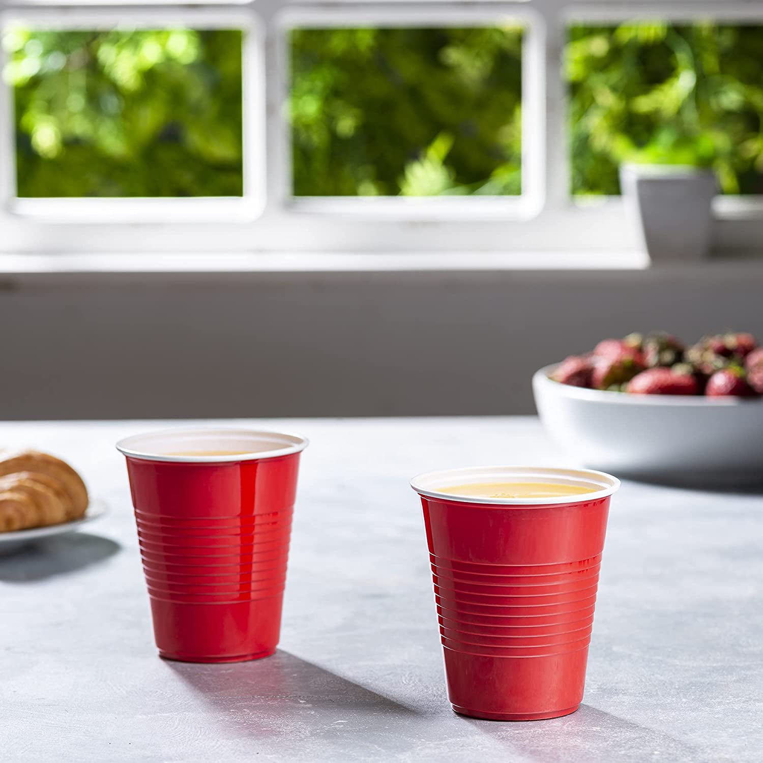 Red Disposable Party Cups American Tableware Plastic Cups Baby Shower 1st  Birthday 12oz 50pcs 