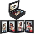thumbnail image 1 of Vensio -4-Folding 4x6 Hinged Picture Frame for Tabletop, Black Wood Photo Frame with 180 Degree Foldable Design and High-Definition Plexiglass, Desktop Display Set, 1 of 9