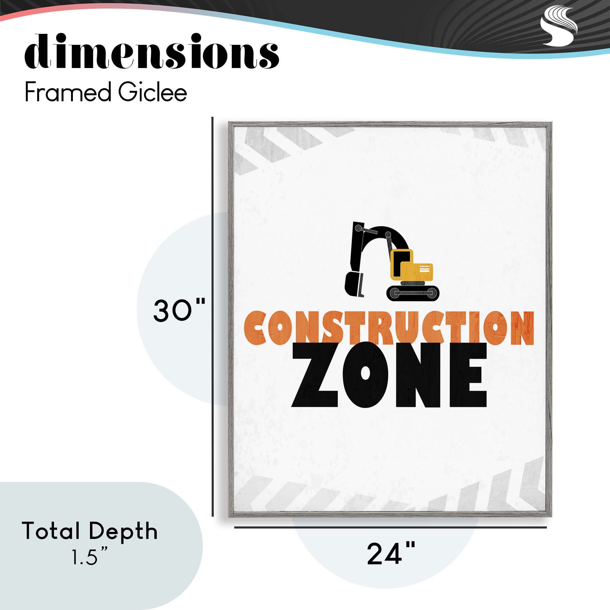 Construction Zone Minimal Gray Framed Giclee Art, design by Kim Allen