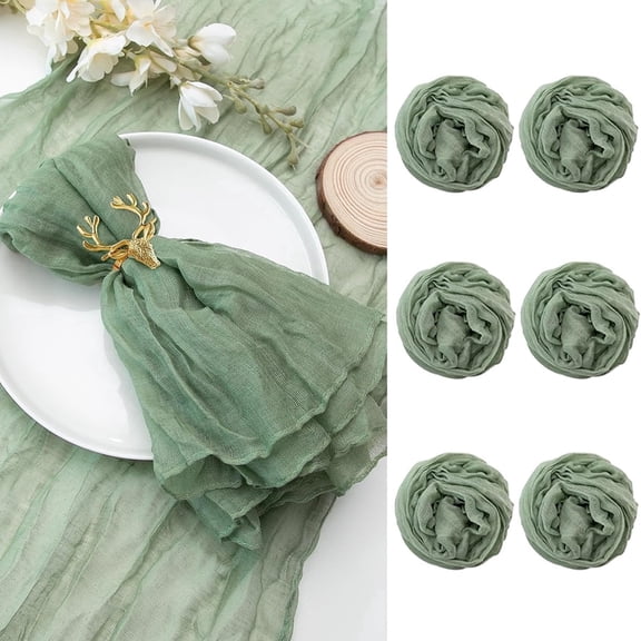 6pcs Cheesecloth Napkins 20×20 Inches Cheese Cloth Napkins Gauze Table Napkins with Wrinkle Multipurpose Bulk for Dinner Wedding Party St. Patrick's Day Easter Home Decor