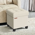 thumbnail image 6 of LEDREM 15" Cube Storage Ottoman with Feet, Footstool with 10-Gallon Storage, Ottoman with Storage Holdss up to 660 lb, Cream White, 6 of 7