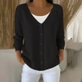 thumbnail image 2 of QSAWXQZ Women's Knit Shirt Long Sleeve V-Neck Button Front Cardigan Casual Top for Spring Black 4XL, 2 of 4