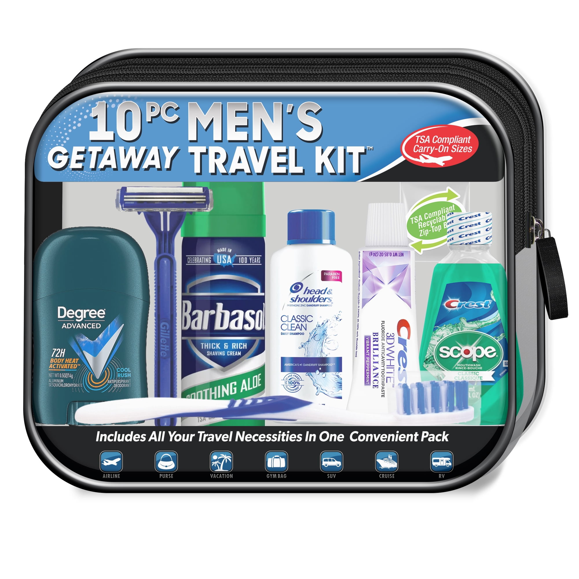 Men's Get Away 10 pc Travel Kit