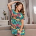 thumbnail image 3 of Disketp Hawaii Palms para Camisón Corto de Manga Corta para Mujeres, Camisón Cómodo con Escote Redondo, Bonito y Confortable, 3 of 6