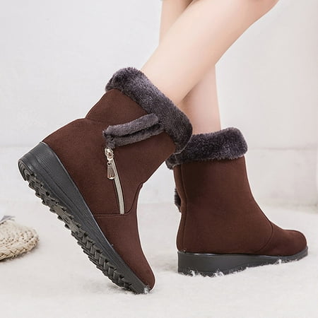 drppepioner Snow Boots Women Boots Flat-Heel Boots Winter Plus Cotton ...