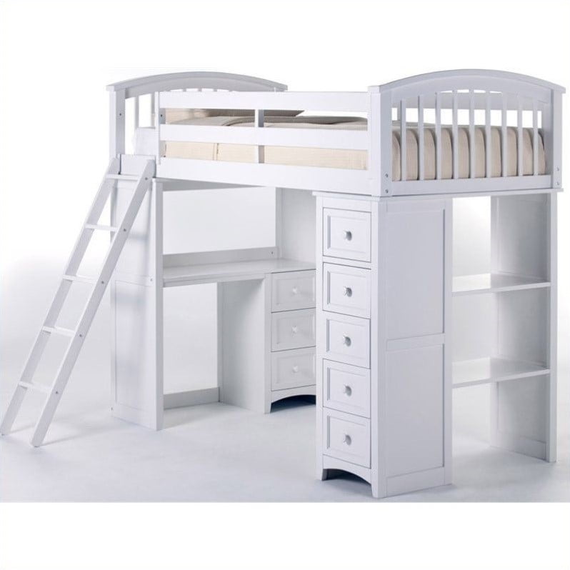 Ne Kids School House Student Loft Bed, White Loft Bunk Bed