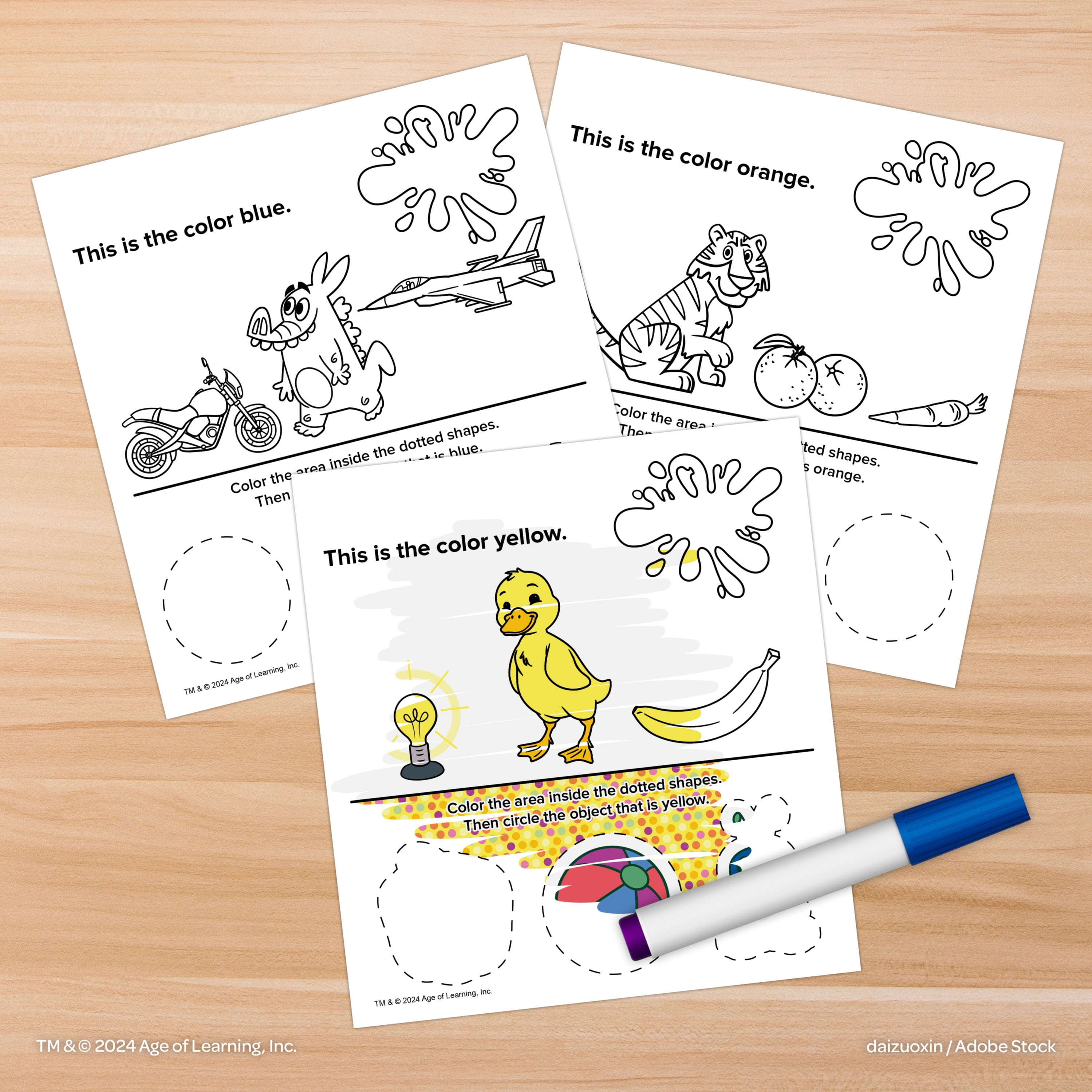 ABCMouse Imagine Ink 16 Page Coloring and Shapes Educational Workbook, with Mess Free Marker