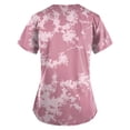 thumbnail image 3 of YDKZYMD Scrub Tops Sets for Women Tie Dye Plus Size Short Sleeve Workwear Scrub Tops with Pockets Jogger Nurse Uniform Scrub Shirt V Neck Petite Graphic Scrubs Pink 5XL, 3 of 3