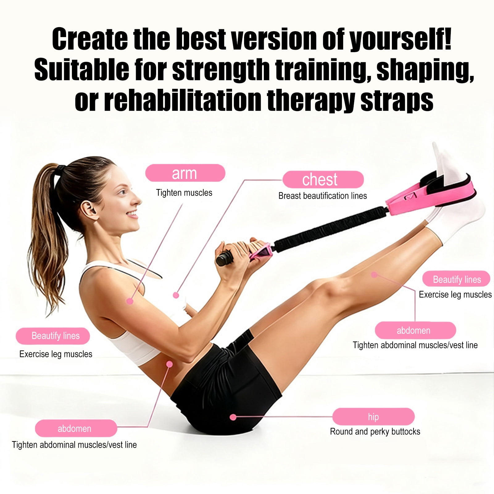 YIFAEUX Pedal Resistance Band with Handle Yoga Sit-up Exerciser Pull Rope Men Women Abdomen Waist Arm Leg Core Training Workout Equipment