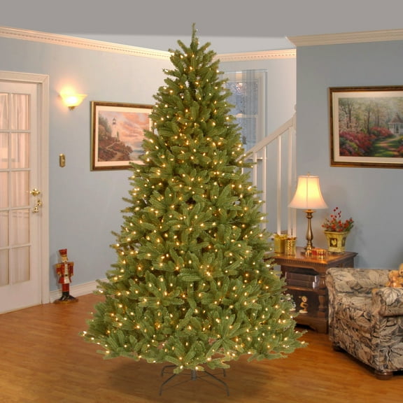 7.5 ft. Pre-Lit Feel Real® Artificial Grande Fir Medium Christmas Tree, Green, Clear Lights, Includes Stand