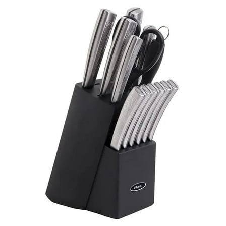 Oster Wellisford Stainless Steel Kitchen Cutlery Set with Block Holder and Sharpener