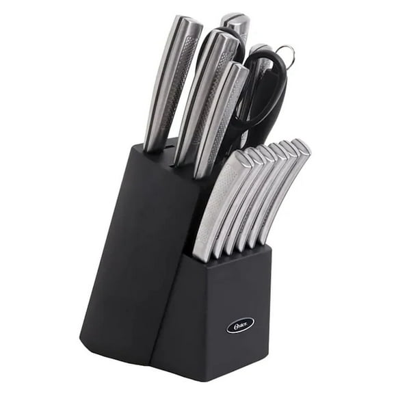 Oster Wellisford Stainless Steel Kitchen Cutlery Set with Block Holder and Sharpener