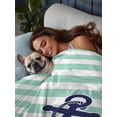 thumbnail image 3 of Anchor Aqua Twim Size Flat Sheet, Wrinkleproof & Fadeproof Cooling Flat Bed Sheet Only, Modern Navy Blue White Striped Nautical Breathable Soft Bedding Top Sheets 66 x 96 Inches, 3 of 8