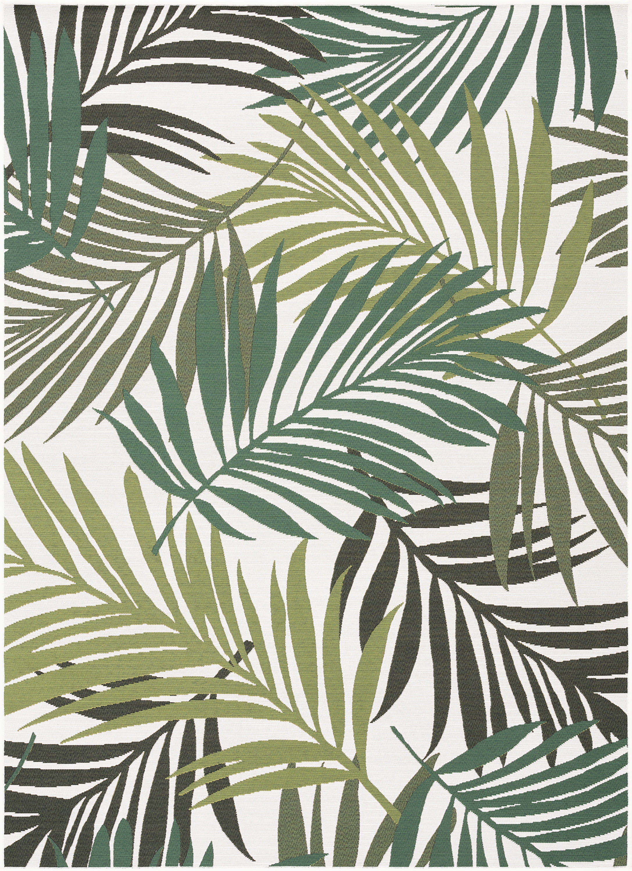 Stunning Transitional 5' x 7' Cream and Green Polypropylene Outdoor Area Rug
