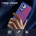 thumbnail image 4 of Samsung Galaxy S23 Phone Case, Phone case Samsung Galaxy S23 Magnetic Case [Compatible with MagSafe] Tough Rugged Matte Slim Shockproof Anti-Fingerprint Anti-Scratch Protective Cover, Blue+Rose, 4 of 9