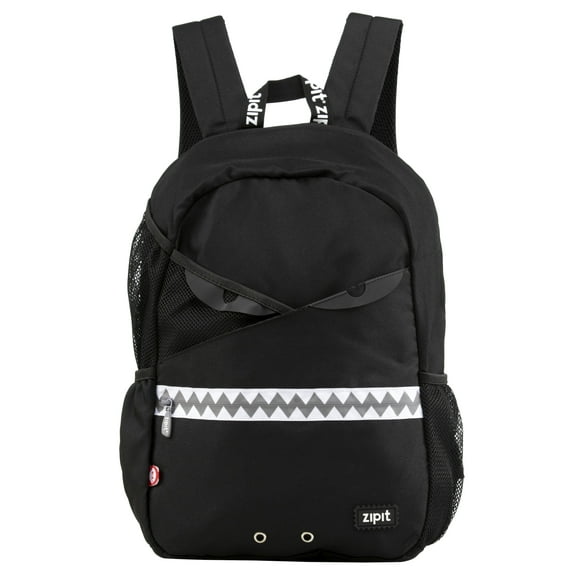 ZIPIT Razor Backpack for Boys – Black, Lightweight & Durable Bag with Reflective Eyes and Printed Zipper Design, Fits 14” Laptop