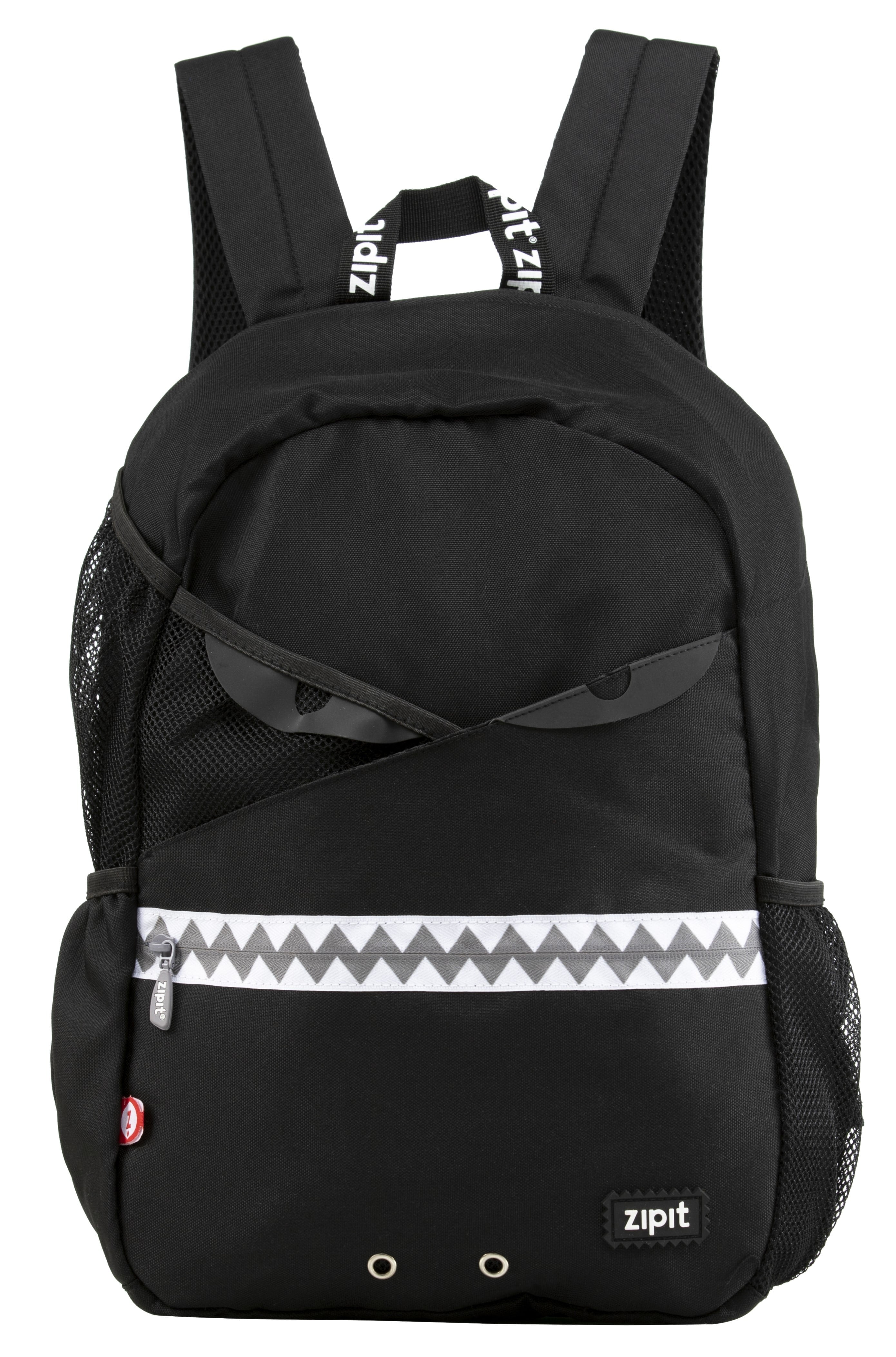 ZIPIT Razor Backpack for Boys – Black, Lightweight & Durable Bag with Reflective Eyes and Printed Zipper Design, Fits 14” Laptop