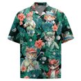 thumbnail image 3 of Camisa hawaiana con estampado 3D de gato y mapache para hombre, blusa con estampado de plantas y animales, blusa de moda con solapa y botones, camisetas Aloha de manga corta, 3 of 5