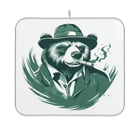 

Bear with and A Hat Dish Drying Mat Kitchen Mats Microfiber Counter Absorbent Dish Pad Drainer Rack