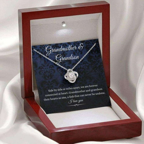 Grandmother Necklace, Grandmother & Grandson Necklace, Birthday Necklace For Grandma From Grandson – Meaningful Jewelry with Inspirational Message Card Luxury Box