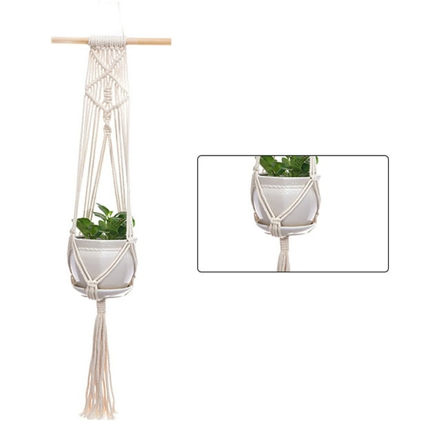 Inteprter Colgador de macramé hecho a mano para plantas, colgador de macetas para plantas de interior y exterior Jardín y Patio No.02