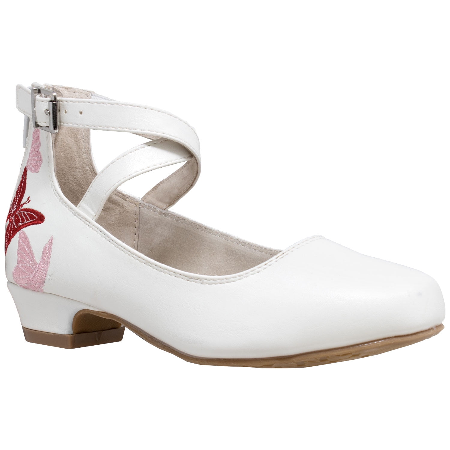 Girl's Dress Shoes Embroidered Jane Block Heel Pumps White 12 - Walmart.com
