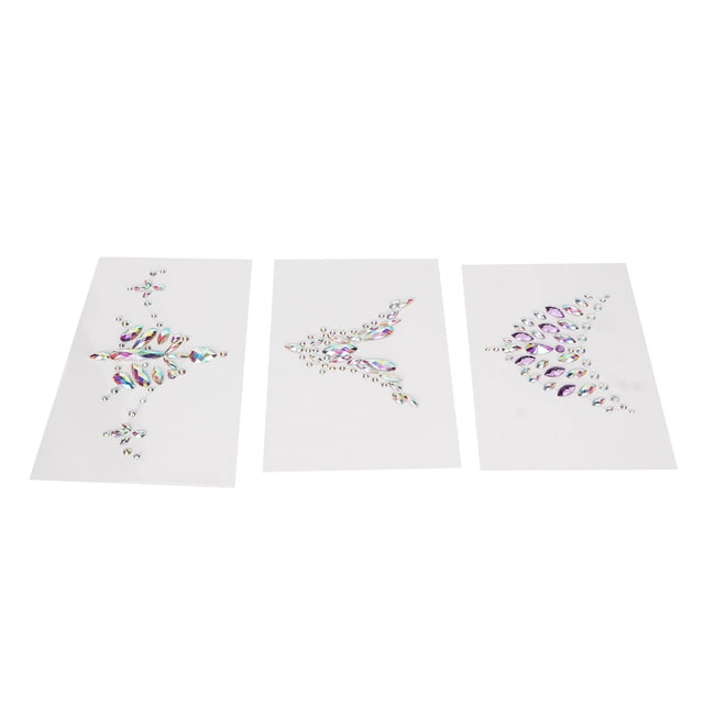 Pegatina de diamantes de imitación para el pecho, 3 uds., pegatinas de diamantes de imitación para el pecho, pegatina de maquillaje para el pecho, diseño aerodinámico