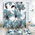 thumbnail image 6 of BSHAPPLUS Shower Curtain Set 71x71 inch Floral Shower Curtain Waterproof Shower Curtain with Bathroom Rug Toilet Lid Cover Mat Toilet U Shaped Rug and with 12 Hooks, 6 of 13