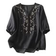 thumbnail image 2 of Embroidered Linen Tops For Women，Embroidery Shirts For Women Spring Summer 2026 Gauze Blouse Linen Tunic Flowy Bohemian Tunics For Women Cotton Linen Tops Women's Linen Shirt Muslin Shirt Women, 2 of 2