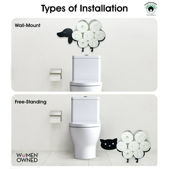 Eco-Overflowing Bamboo PP Rustproof Matte Black Finish Toilet Paper Holders, 6 Count