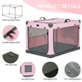 thumbnail image 6 of Petsfit 36inch Soft Dog Crate, Adjustable Fabric Cover by Spiral Iron Pipe, Chew Proof Strengthen Sewing Collapsible Dog Crate 3 Door Design,Pink, 6 of 9