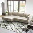 thumbnail image 3 of Pemberly Row Modern L-Shaped Pillow Back Velvet Left-Facing Sectional in Beige, 3 of 9