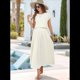 thumbnail image 5 of Conjunto de Falda de Verano para Mujer, 2 Piezas, Top de Corta, Cintura Elástica, Vestido con Bolsillos, Color Cremoso M, 5 of 9