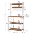 thumbnail image 4 of VASAGLE Bakers Rack with Power Outlet, Microwave Stand, Kitchen Tall Utility Storage Shelf, with Metal Wire Panel, 14 Hooks, 40 x 80 x 170 cm, Rustic Walnut and White, 4 of 6