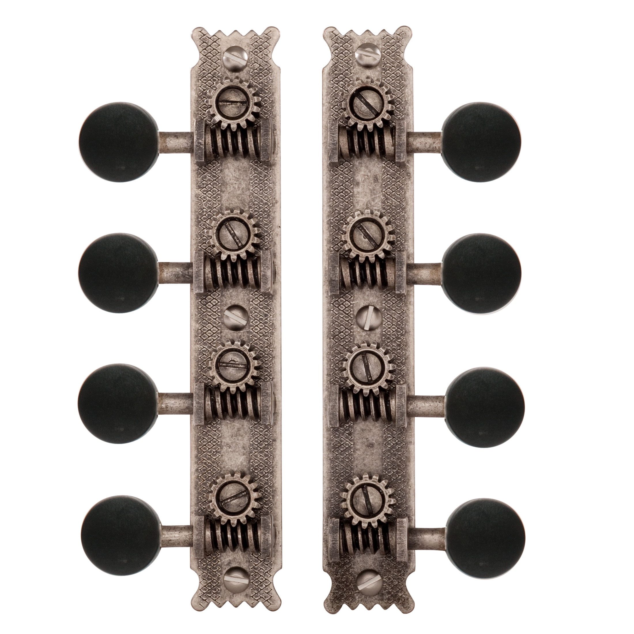 Golden Age Restoration Tuners for Astyle Mandolin, Relic nickel, black