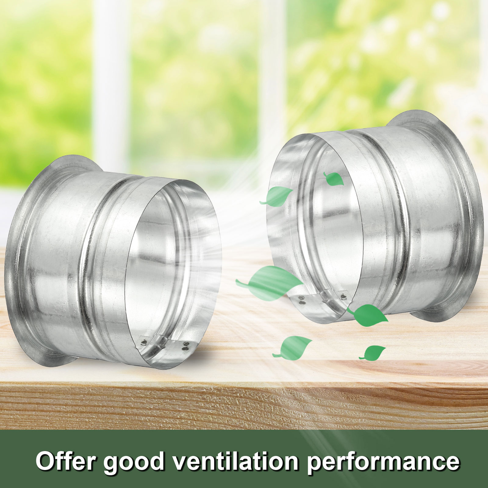 Duct Connector Flange, 2 Pcs Round Galvanized Steel Air Ducting Mounting Plate, Great for Heating Cooling Ventilation HVAC Exhaust Fan System(4 Inch, Silver Tone)